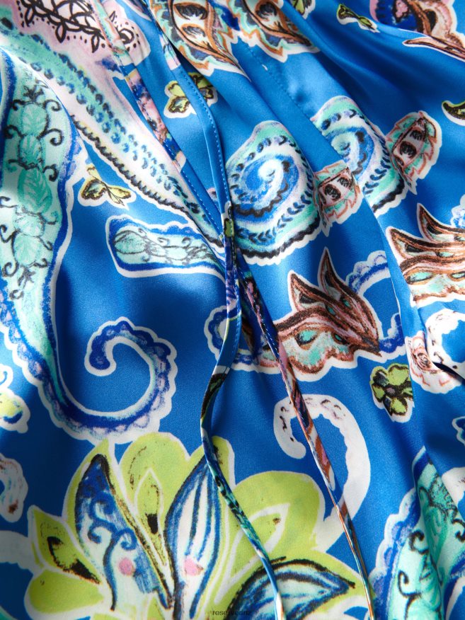 Reserved Women Patterned Palazzo Trousers P6H08T698 Apparel Blue