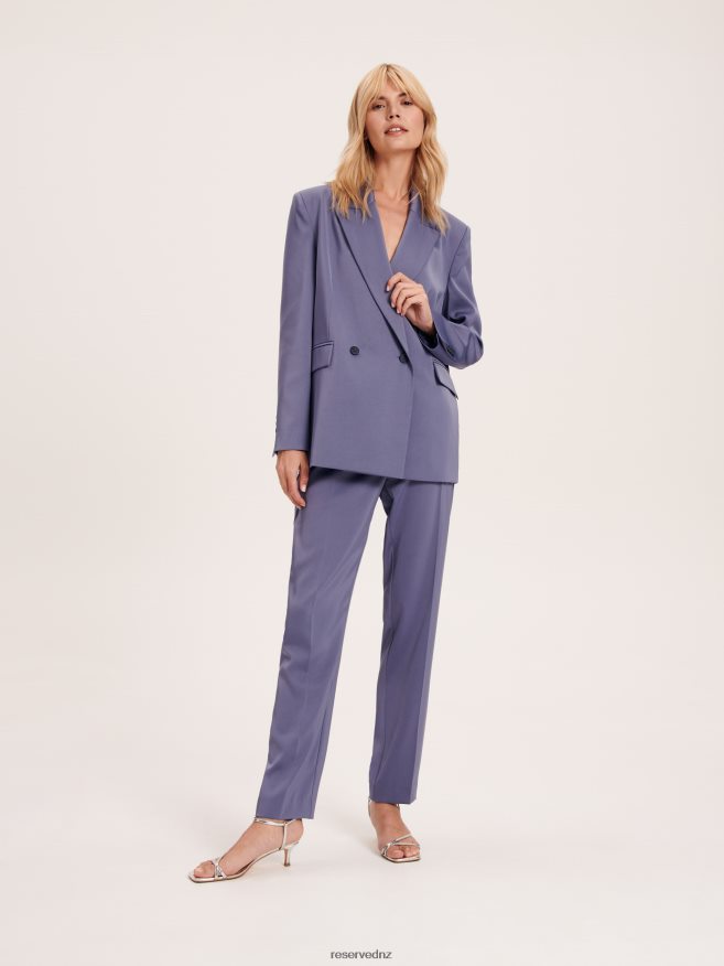 Reserved Women Satin Fabric Trousers P6H08T726 Apparel Steel Blue