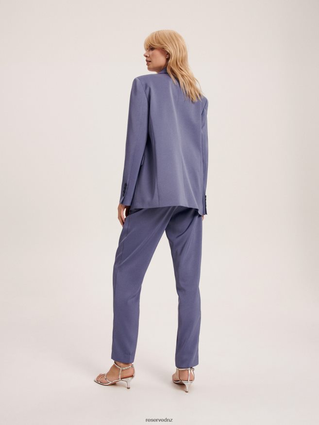 Reserved Women Satin Fabric Trousers P6H08T726 Apparel Steel Blue