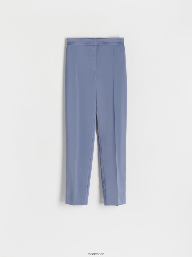 Reserved Women Satin Fabric Trousers P6H08T726 Apparel Steel Blue