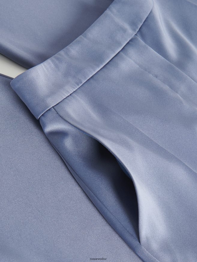 Reserved Women Satin Fabric Trousers P6H08T726 Apparel Steel Blue
