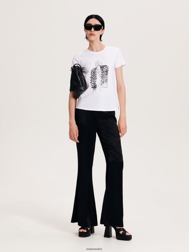 Reserved Women Satin Flare Trousers P6H08T720 Apparel Black