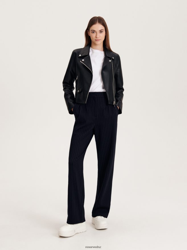 Reserved Women Striped Trousers P6H08T664 Apparel Navy