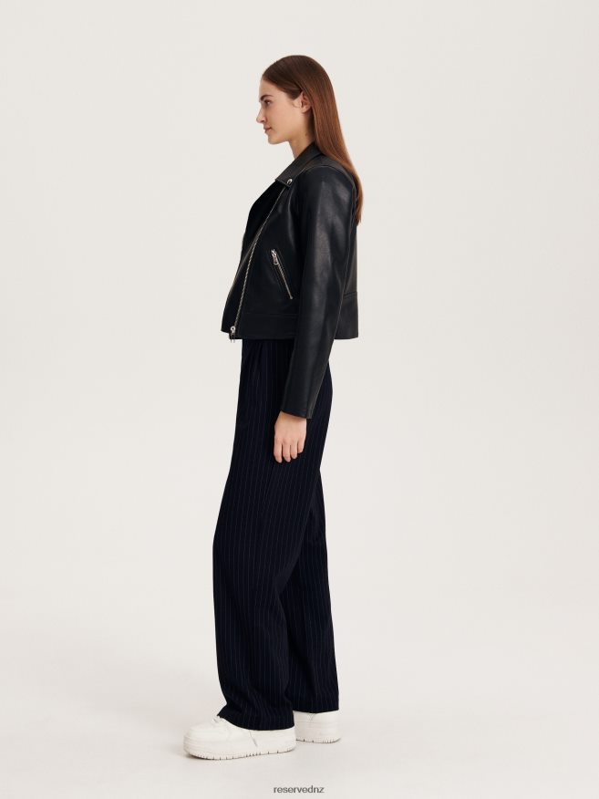 Reserved Women Striped Trousers P6H08T664 Apparel Navy