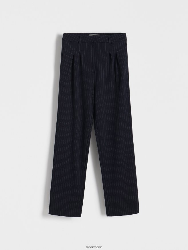 Reserved Women Striped Trousers P6H08T664 Apparel Navy