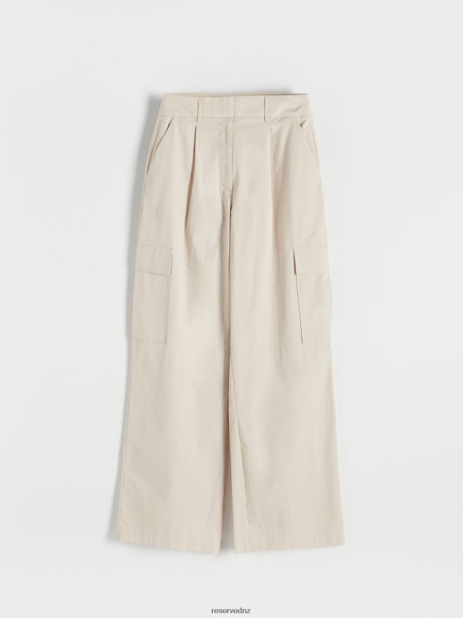 Reserved Women Trousers With Cargo Pockets P6H08T642 Apparel Beige