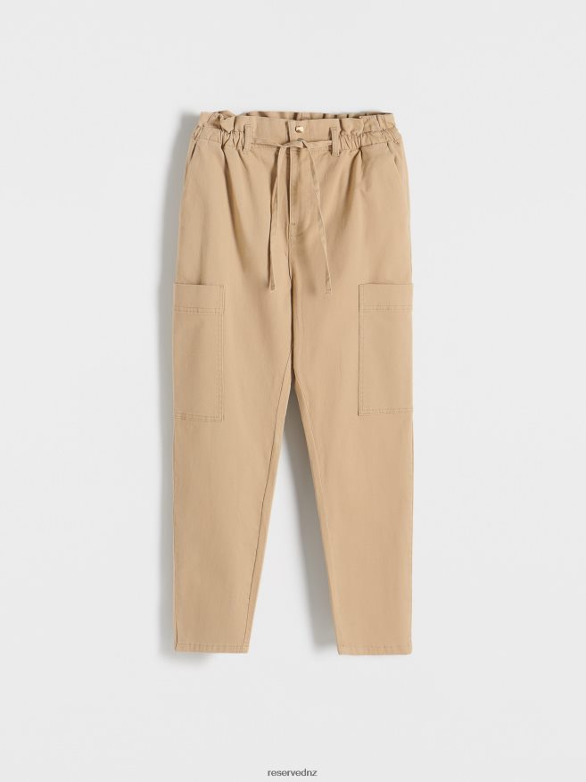 Reserved Women Trousers With Cargo Pockets P6H08T653 Apparel Beige