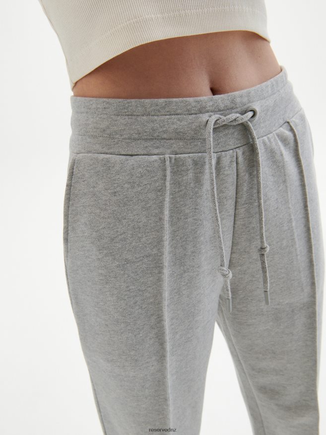 Reserved Women Trousers With Decorative Stitching P6H08T712 Apparel Light Grey