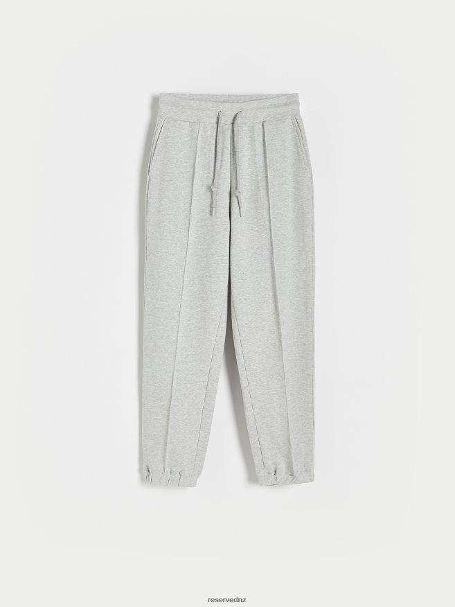 Reserved Women Trousers With Decorative Stitching P6H08T712 Apparel Light Grey