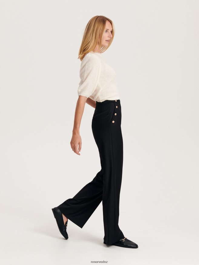 Reserved Women Trousers With Ornament Buttons P6H08T626 Apparel Black
