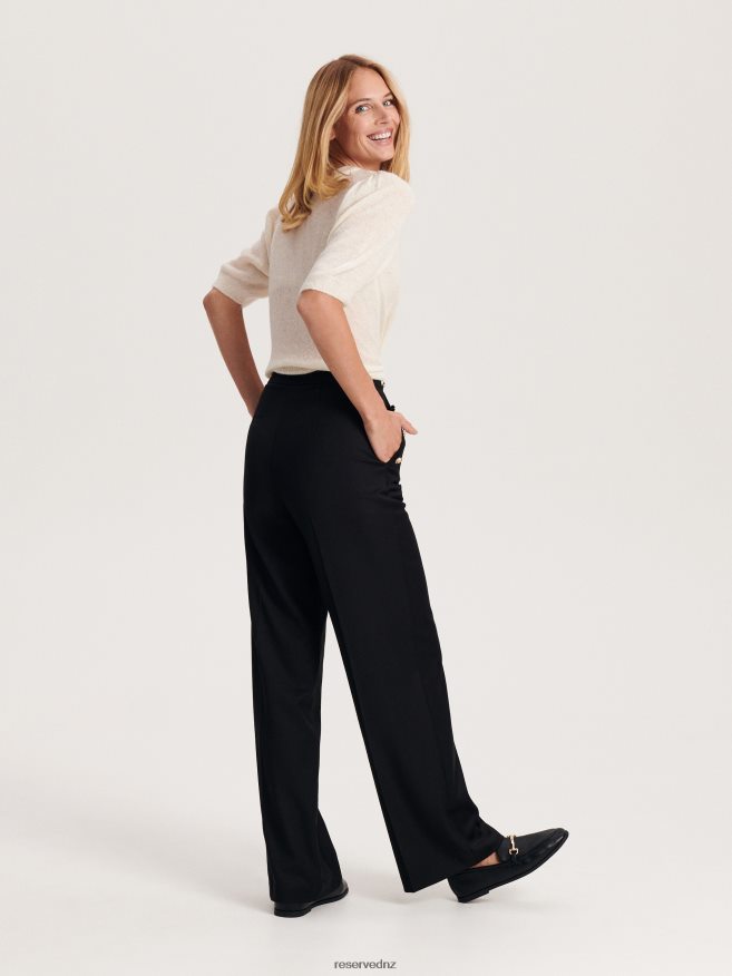 Reserved Women Trousers With Ornament Buttons P6H08T626 Apparel Black