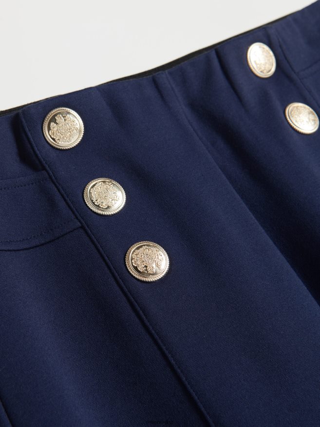Reserved Women Trousers With Ornament Buttons P6H08T721 Apparel Navy