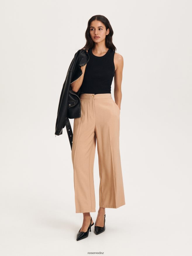 Reserved Women Trousers With Pressed Crease P6H08T215 Apparel Beige