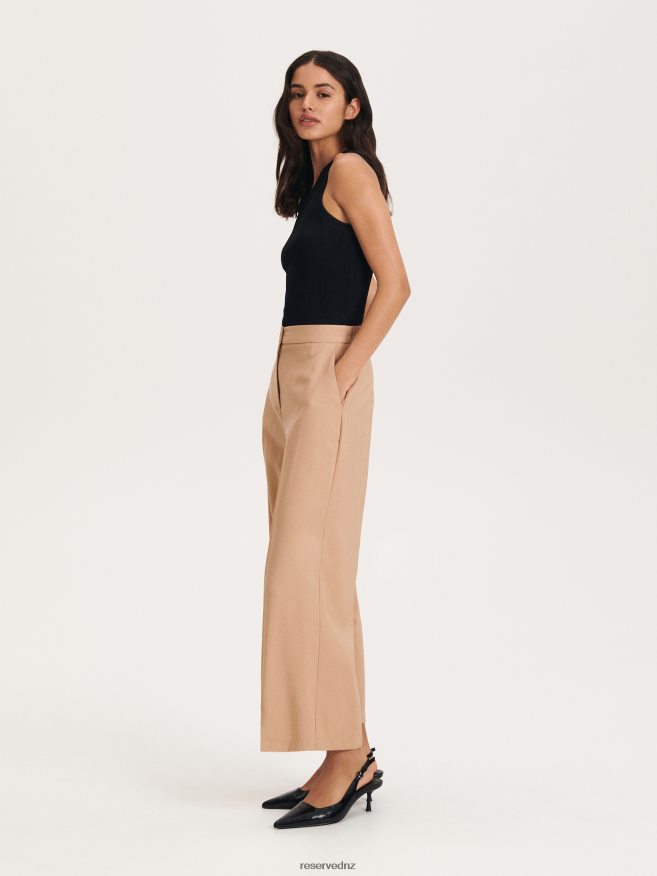 Reserved Women Trousers With Pressed Crease P6H08T215 Apparel Beige