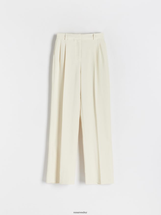Reserved Women Trousers With Pressed Crease P6H08T615 Apparel Light Yellow