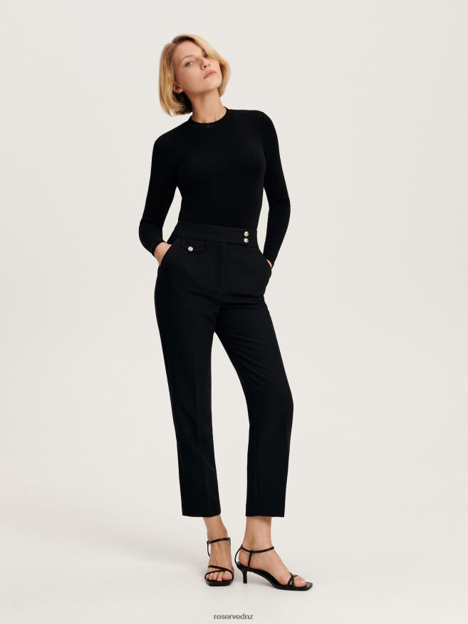 Reserved Women Trousers With Pressed Crease P6H08T618 Apparel Black