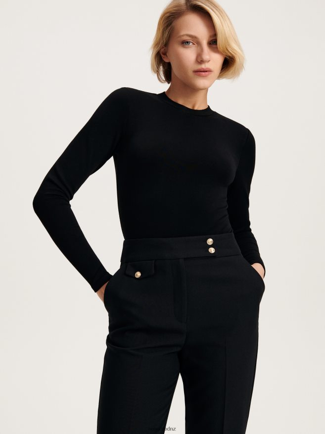 Reserved Women Trousers With Pressed Crease P6H08T618 Apparel Black