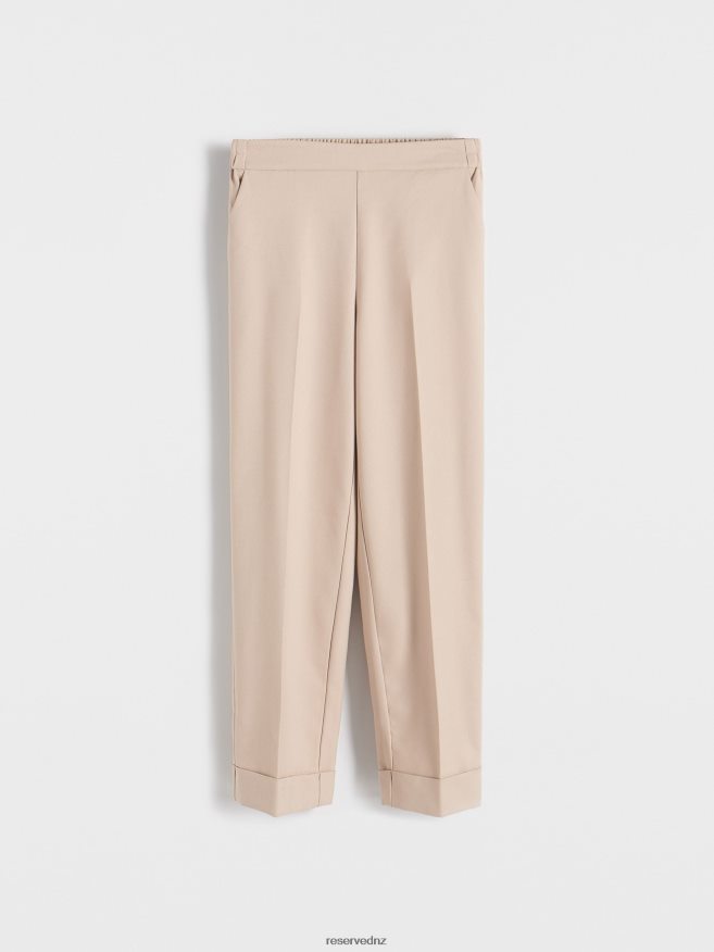 Reserved Women Trousers With Pressed Crease P6H08T631 Apparel Beige
