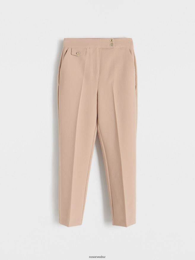 Reserved Women Trousers With Pressed Crease P6H08T635 Apparel Beige