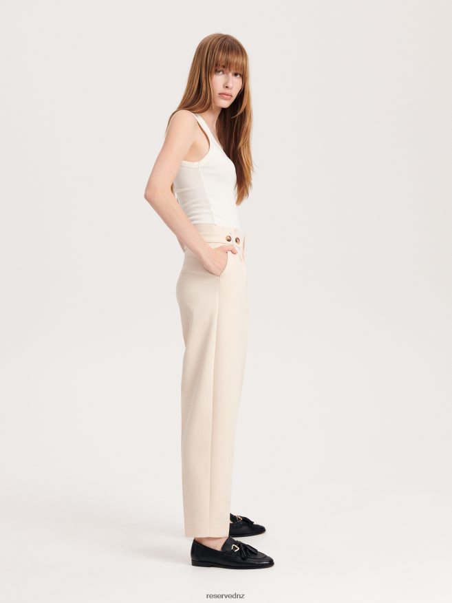 Reserved Women Trousers With Pressed Crease P6H08T640 Apparel Cream