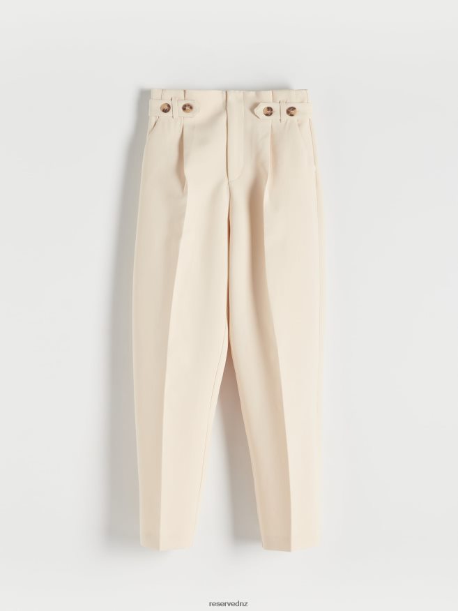 Reserved Women Trousers With Pressed Crease P6H08T640 Apparel Cream
