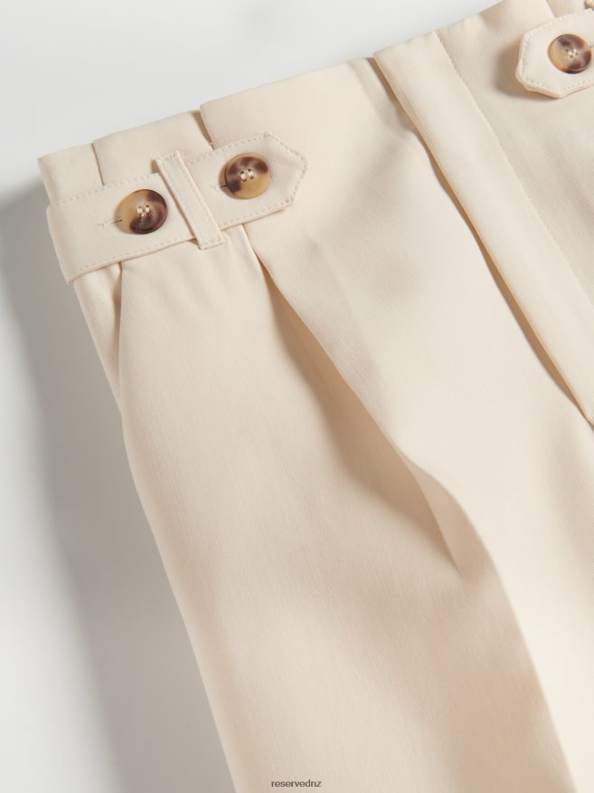 Reserved Women Trousers With Pressed Crease P6H08T640 Apparel Cream
