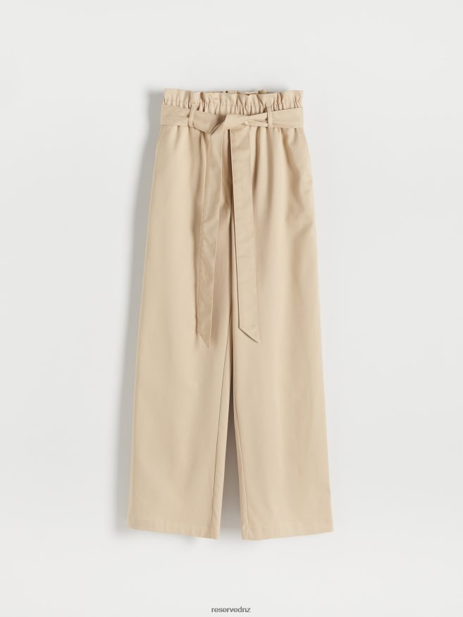 Reserved Women Trousers With Tie Detail P6H08T695 Apparel Beige