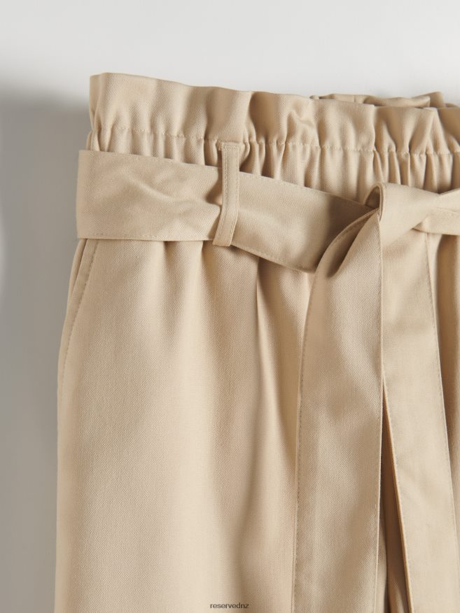 Reserved Women Trousers With Tie Detail P6H08T695 Apparel Beige