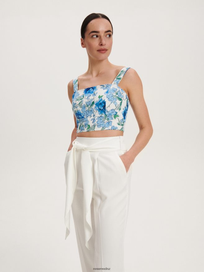 Reserved Women Trousers With Tie Detail P6H08T709 Apparel Cream