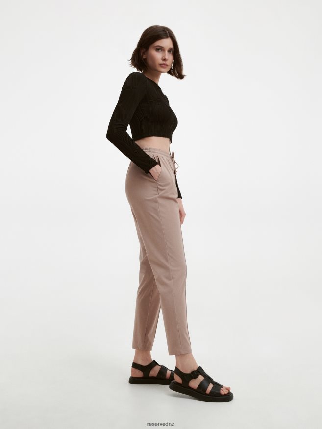 Reserved Women Viscose Rich Trousers P6H08T707 Apparel Nude