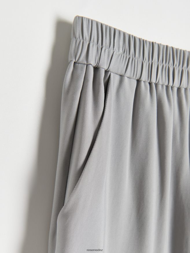 Reserved Women Viscose Trousers P6H08T540 Apparel Light Grey
