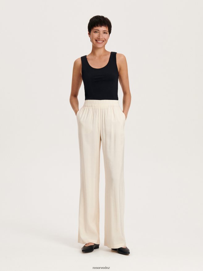 Reserved Women Viscose Trousers P6H08T547 Apparel Cream