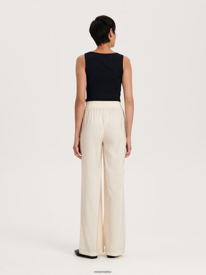 Reserved Women Viscose Trousers P6H08T547 Apparel Cream