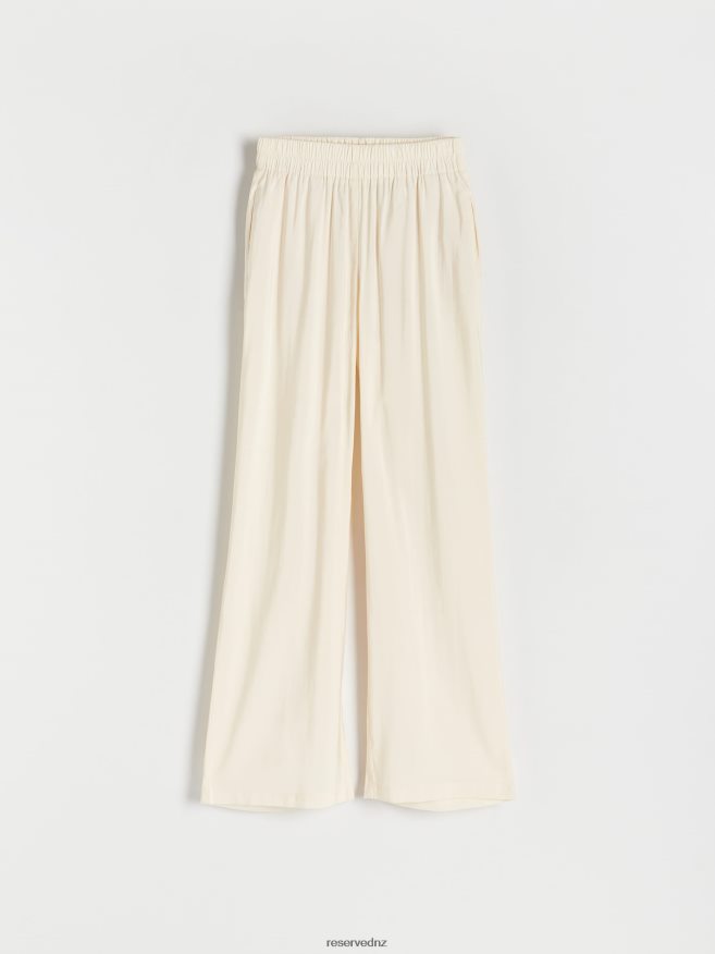 Reserved Women Viscose Trousers P6H08T547 Apparel Cream