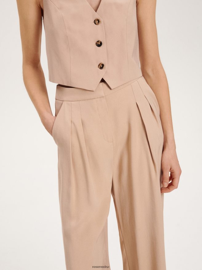 Reserved Women Viscose Trousers P6H08T696 Apparel Beige