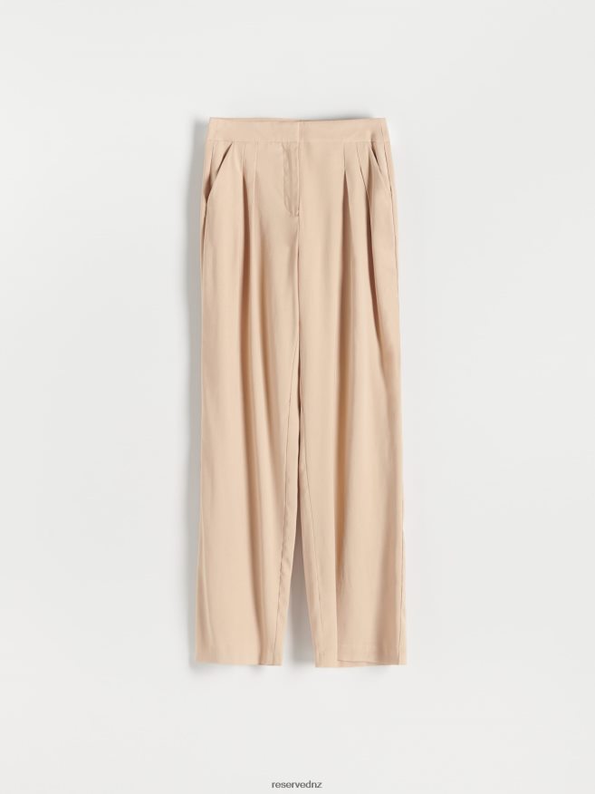 Reserved Women Viscose Trousers P6H08T696 Apparel Beige