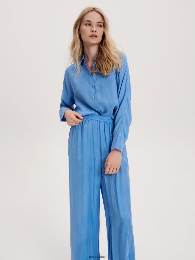 Reserved Women Viscose Trousers P6H08T723 Apparel Blue