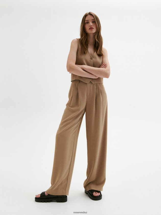 Reserved Women Wide Leg Trousers P6H08T686 Apparel Beige