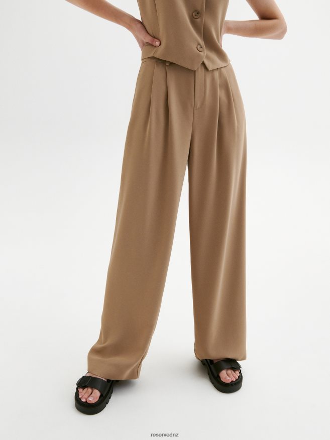Reserved Women Wide Leg Trousers P6H08T686 Apparel Beige