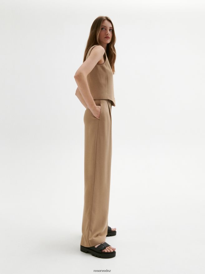 Reserved Women Wide Leg Trousers P6H08T686 Apparel Beige