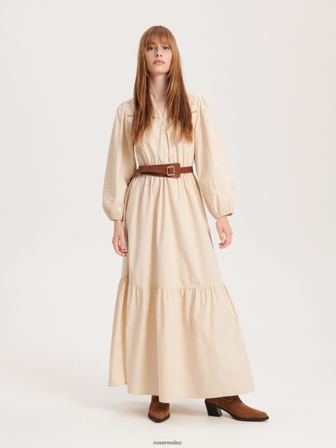 Reserved Women Cotton Maxi Dress P6H08T34 Apparel Beige