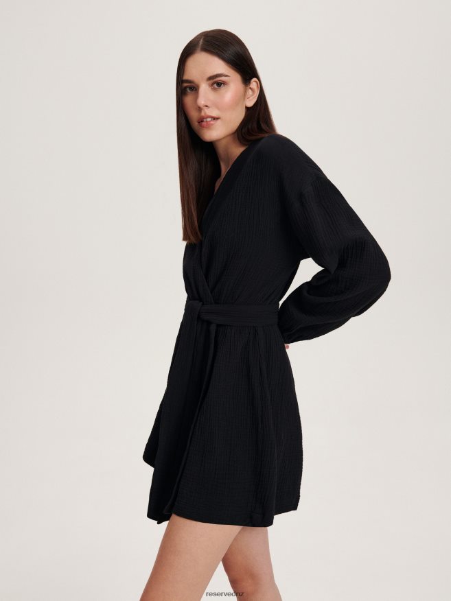 Reserved Women Cotton Playsuit With Tie Detail P6H08T694 Apparel Black