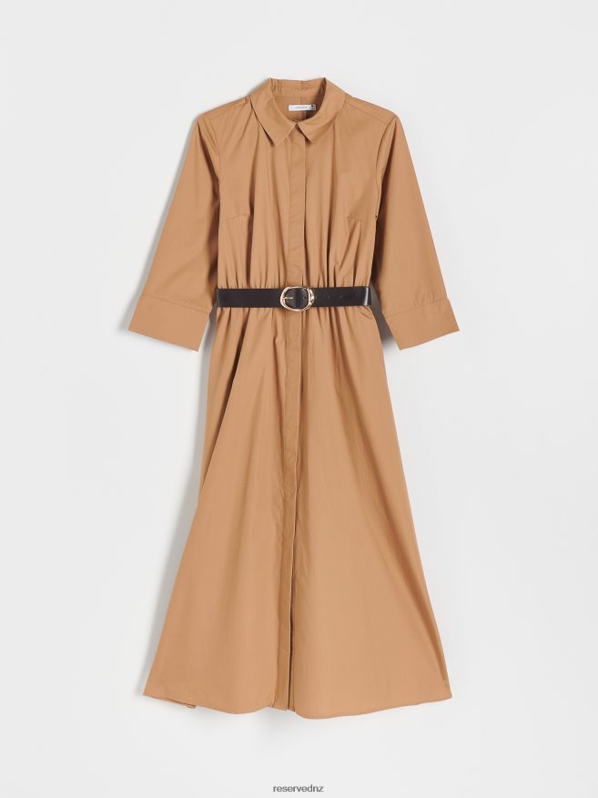 Reserved Women Cotton Rich Dress P6H08T237 Apparel Beige