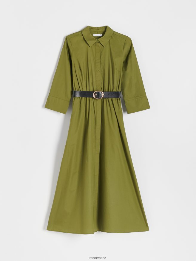Reserved Women Cotton Rich Dress P6H08T29 Apparel Brownish Green
