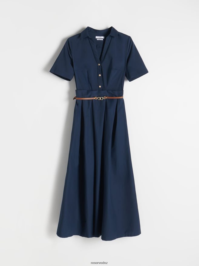Reserved Women Dress With Belt P6H08T139 Apparel Navy