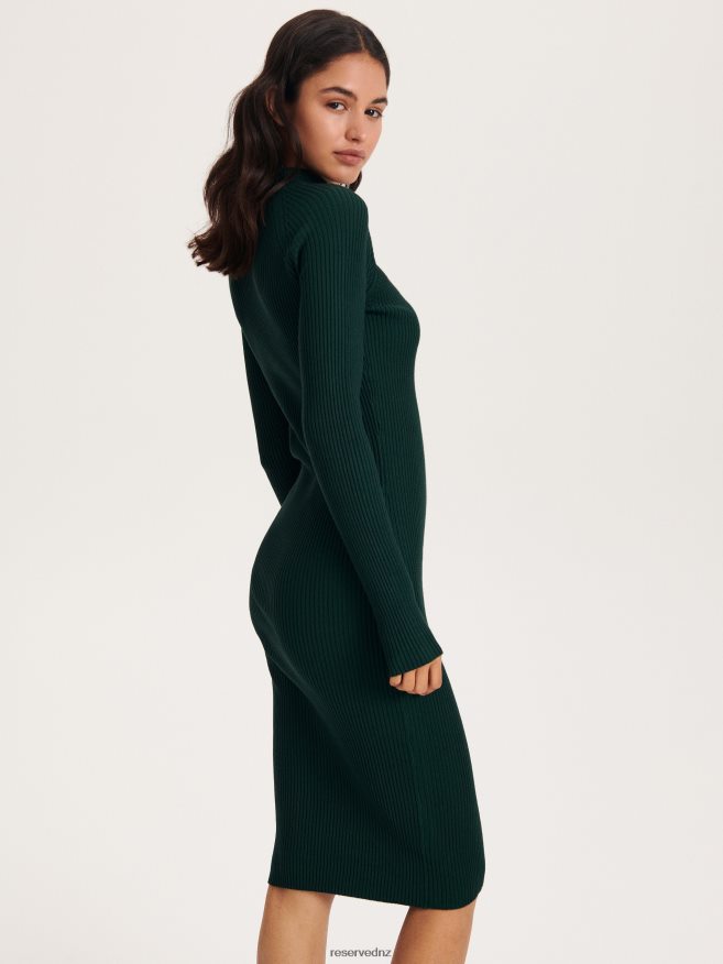 Reserved Women Jersey Mini Dress P6H08T205 Apparel Dark Green