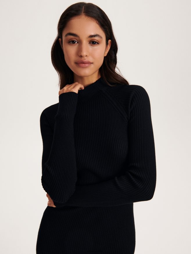 Reserved Women Jersey Mini Dress P6H08T933 Apparel Black