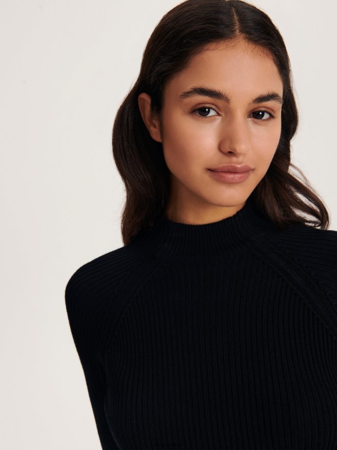 Reserved Women Jersey Mini Dress P6H08T933 Apparel Black