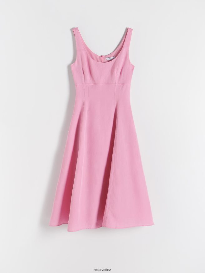 Reserved Women Linen Blend Midi Dress P6H08T170 Apparel Pink