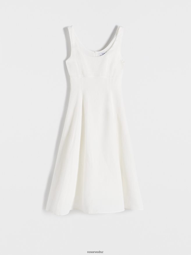 Reserved Women Linen Blend Midi Dress P6H08T211 Apparel Cream